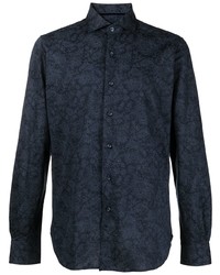 Chemise à manches longues imprimée cachemire bleu marine Orian