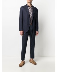 Chemise à manches longues imprimée cachemire bleu marine Etro