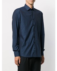 Chemise à manches longues imprimée cachemire bleu marine Etro