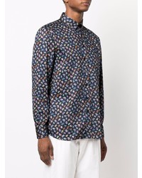 Chemise à manches longues imprimée cachemire bleu marine Etro