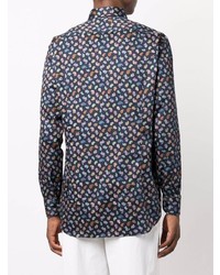 Chemise à manches longues imprimée cachemire bleu marine Etro