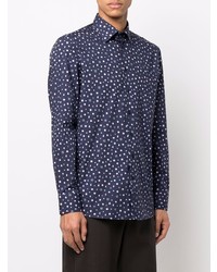 Chemise à manches longues imprimée cachemire bleu marine Etro