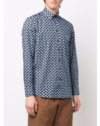 Chemise à manches longues imprimée cachemire bleu marine Etro