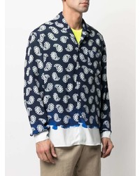 Chemise à manches longues imprimée cachemire bleu marine MSGM