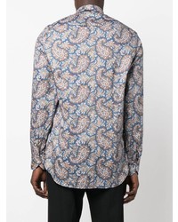 Chemise à manches longues imprimée cachemire bleu marine Etro