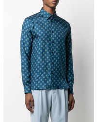 Chemise à manches longues imprimée cachemire bleu marine Amiri