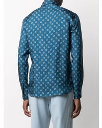 Chemise à manches longues imprimée cachemire bleu marine Amiri