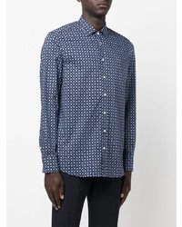 Chemise à manches longues imprimée cachemire bleu marine Etro