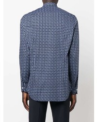 Chemise à manches longues imprimée cachemire bleu marine Etro