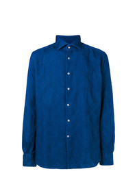 Chemise à manches longues imprimée cachemire bleue Glanshirt