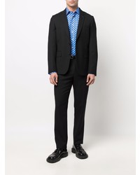 Chemise à manches longues imprimée cachemire bleue Etro