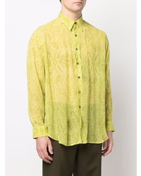 Chemise à manches longues imprimée cachemire chartreuse Etro