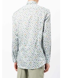 Chemise à manches longues imprimée cachemire grise Etro