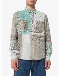 Chemise à manches longues imprimée cachemire grise Amiri