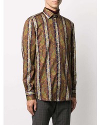 Chemise à manches longues imprimée cachemire marron Etro