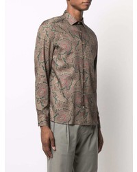 Chemise à manches longues imprimée cachemire marron Etro