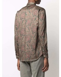 Chemise à manches longues imprimée cachemire marron Etro