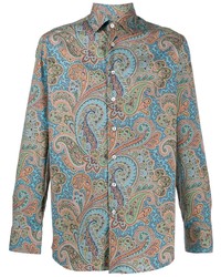 Chemise à manches longues imprimée cachemire multicolore Etro