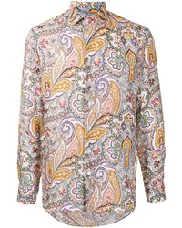 Chemise à manches longues imprimée cachemire multicolore Etro