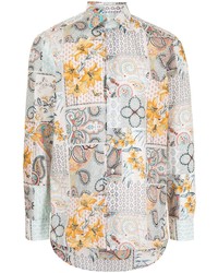 Chemise à manches longues imprimée cachemire multicolore Etro