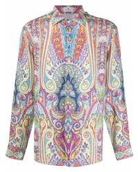 Chemise à manches longues imprimée cachemire multicolore Etro