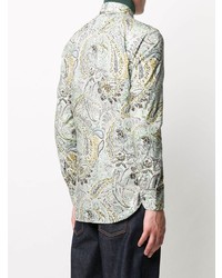 Chemise à manches longues imprimée cachemire multicolore Etro