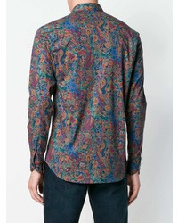 Chemise à manches longues imprimée cachemire multicolore Etro