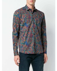 Chemise à manches longues imprimée cachemire multicolore Etro