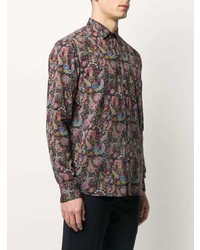 Chemise à manches longues imprimée cachemire multicolore Etro