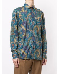 Chemise à manches longues imprimée cachemire multicolore Etro