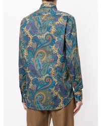 Chemise à manches longues imprimée cachemire multicolore Etro