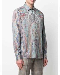 Chemise à manches longues imprimée cachemire multicolore Etro