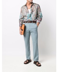 Chemise à manches longues imprimée cachemire multicolore Etro