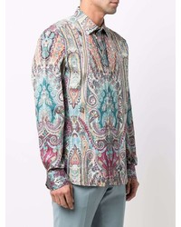 Chemise à manches longues imprimée cachemire multicolore Etro