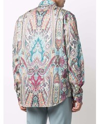 Chemise à manches longues imprimée cachemire multicolore Etro