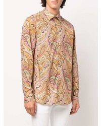 Chemise à manches longues imprimée cachemire multicolore Etro