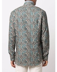 Chemise à manches longues imprimée cachemire multicolore Etro