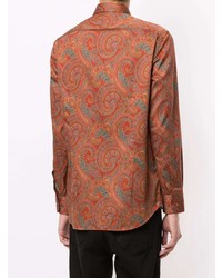 Chemise à manches longues imprimée cachemire multicolore Etro