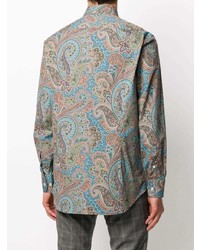 Chemise à manches longues imprimée cachemire multicolore Etro