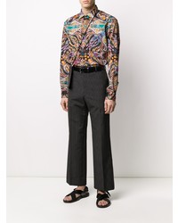 Chemise à manches longues imprimée cachemire multicolore Etro