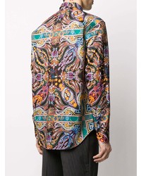 Chemise à manches longues imprimée cachemire multicolore Etro