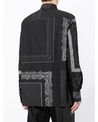 Chemise à manches longues imprimée cachemire noire et blanche Givenchy