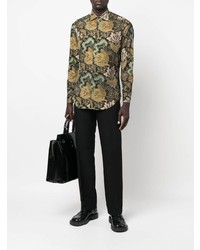 Chemise à manches longues imprimée cachemire noire Etro