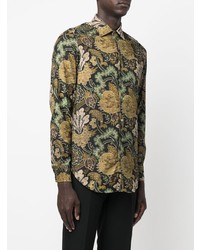 Chemise à manches longues imprimée cachemire noire Etro