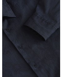 Chemise à manches longues imprimée cachemire noire Etro