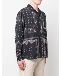 Chemise à manches longues imprimée cachemire noire Etro