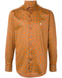 Chemise à manches longues imprimée cachemire orange Etro
