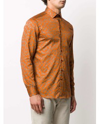 Chemise à manches longues imprimée cachemire orange Etro