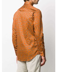 Chemise à manches longues imprimée cachemire orange Etro