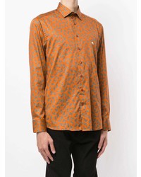 Chemise à manches longues imprimée cachemire orange Etro